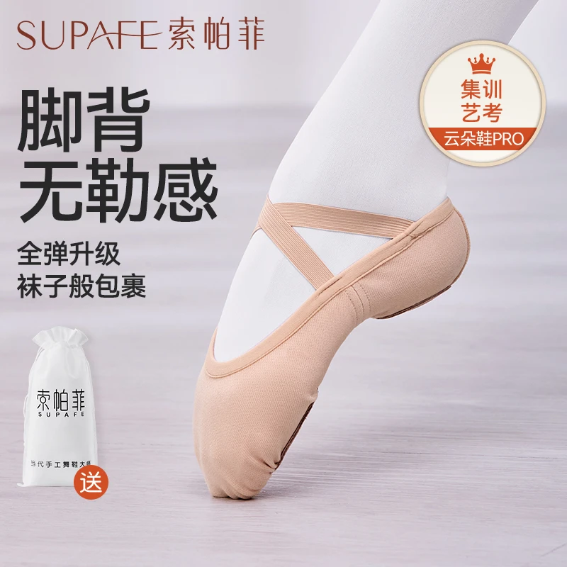 全弹力布芭蕾舞蹈练功鞋女成人古典舞新款软底儿童中国舞肤色舞鞋