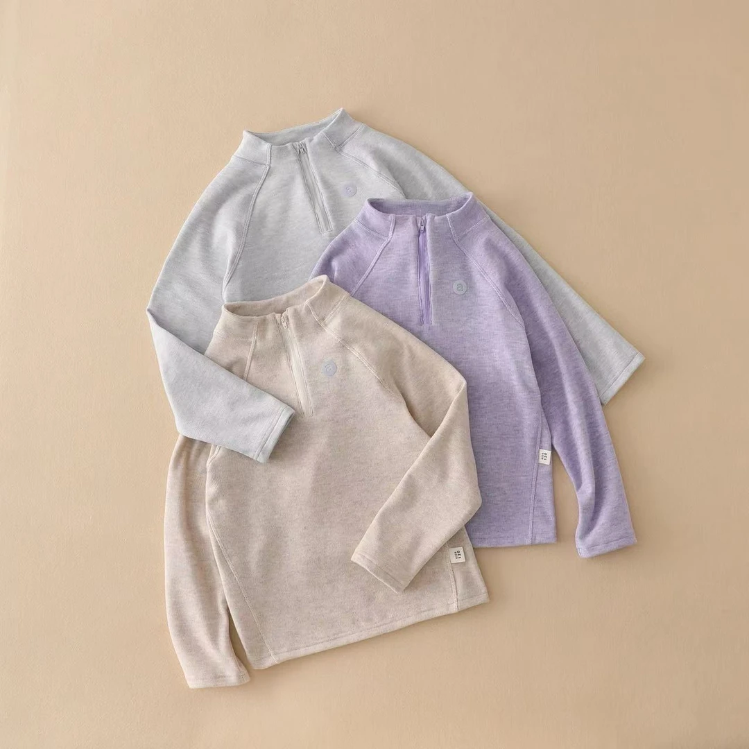 预 大庆仓  儿童立领半拉链轻暖糯糯运动打底衫