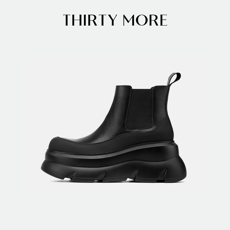 【巴黎街头】Thirty More休闲短靴女2024秋冬新款厚底切尔西靴子