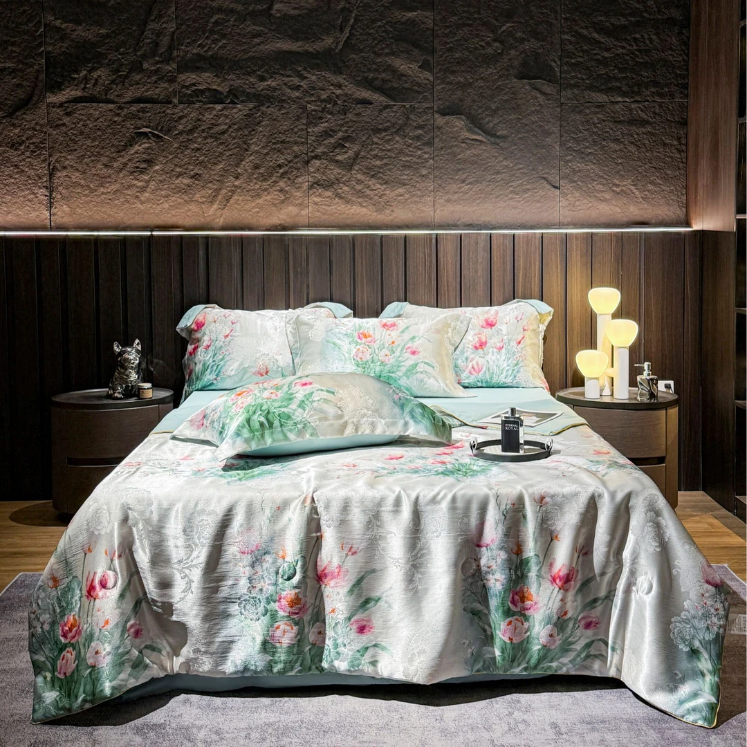 【30天试睡】高端品质锻贡提花印花夏被空调被品质 蓝韵