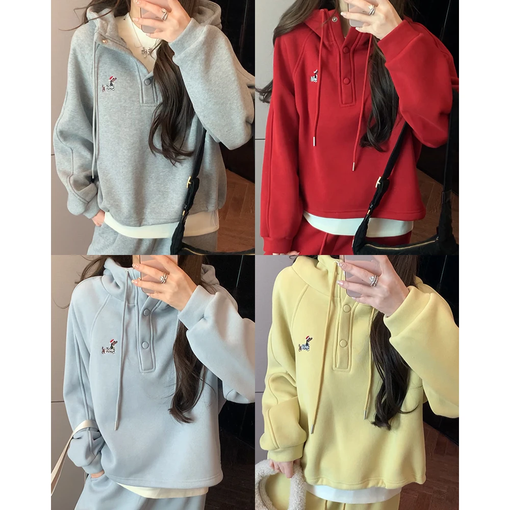 【mimius】喵喵 腊肠狗套装加绒卫衣+可束脚休闲裤套装汉服F11368