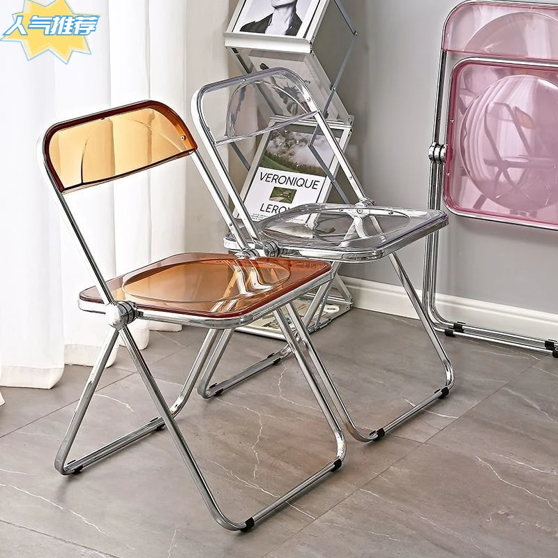 透明椅子亚克力化妆椅家用折叠椅网红拍照椅现代简约餐椅化妆凳子