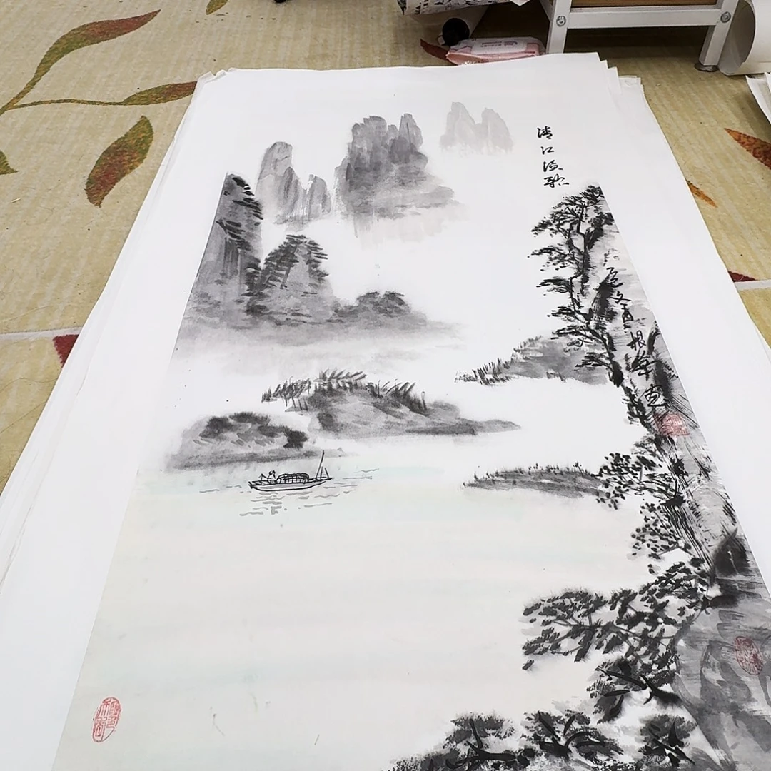 国画三尺整纸手绘作品