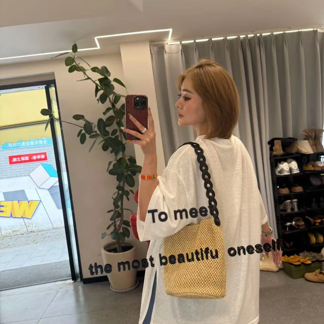 XMM韩系ins风简约单肩水桶包