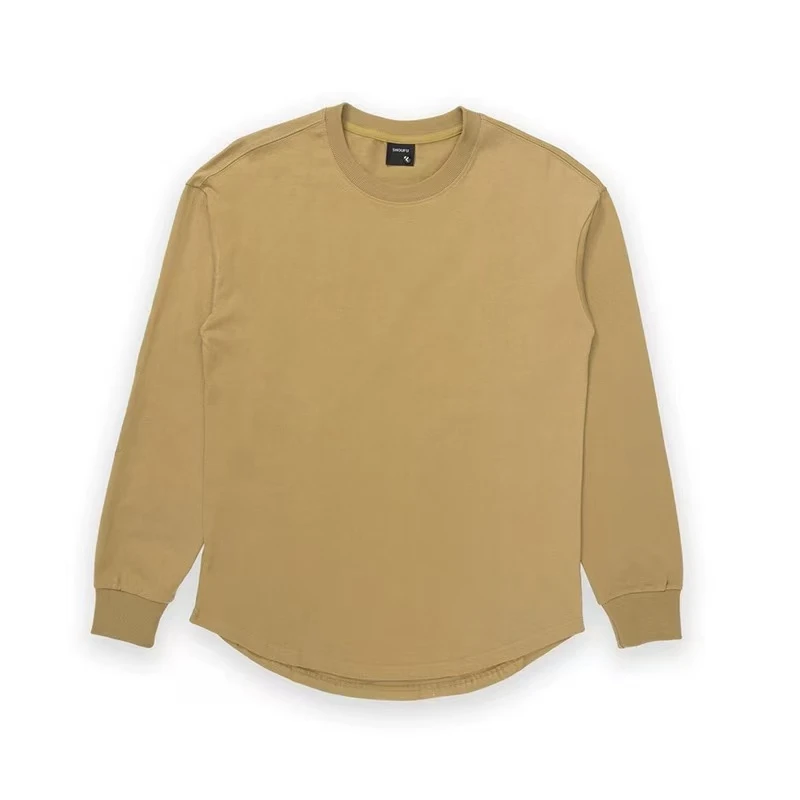 长袖T恤上衣男士户外时尚休闲百搭简约经典纯色圆领针织男款