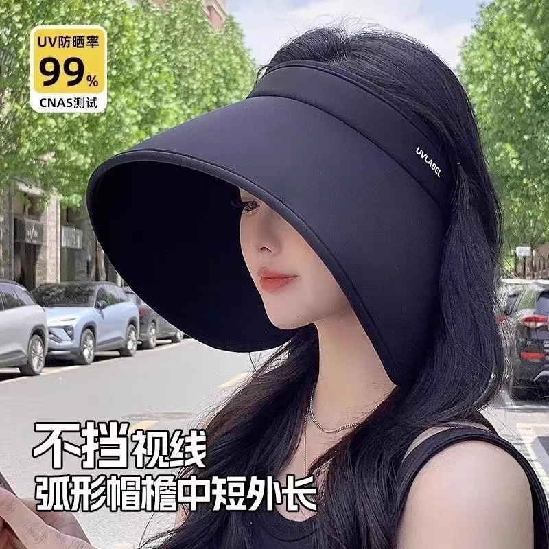 夏天防晒遮阳帽女2025新款春夏季超大帽檐环绕式防紫外线冰丝空顶