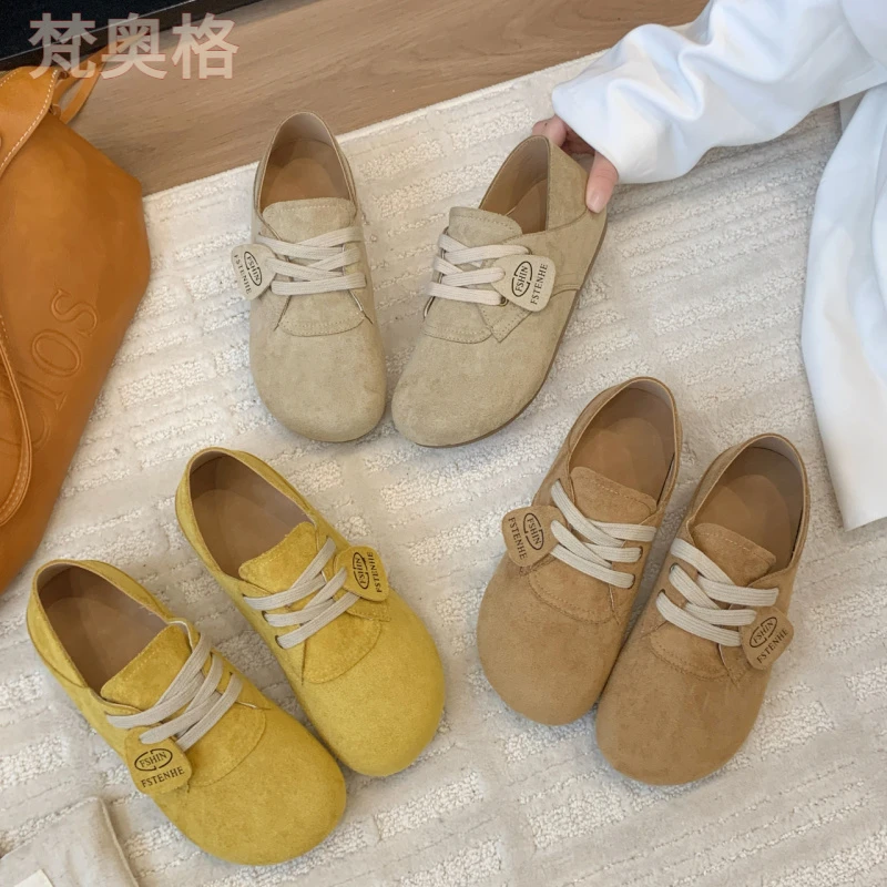 梵奥格复古勃肯鞋女2025新款两穿单鞋一脚蹬奶奶豆豆鞋休闲德训鞋