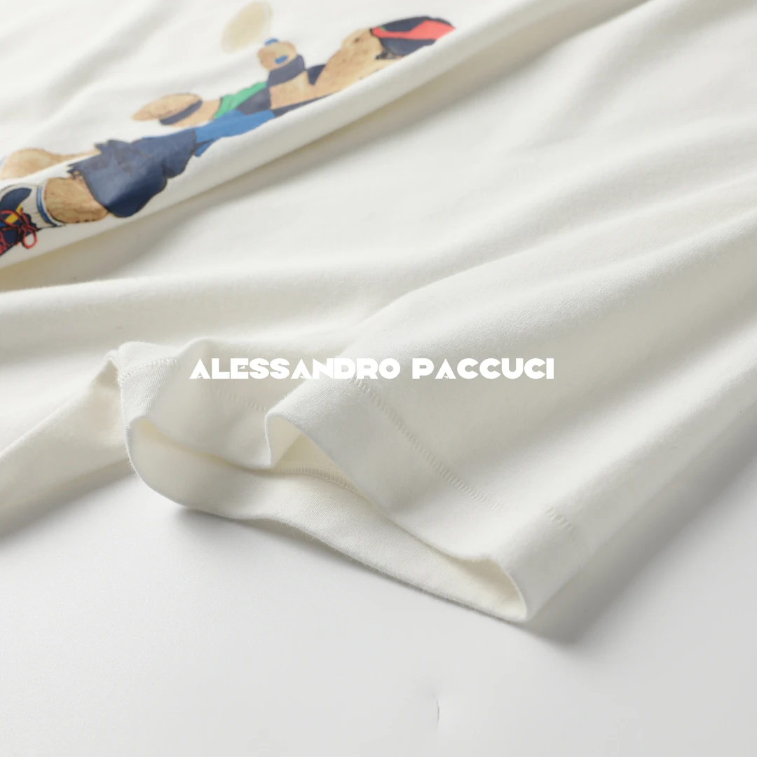 AP洛哥43149TT【绵绵熊】100长绒棉小熊印花圆领绵柔感时尚短袖T恤