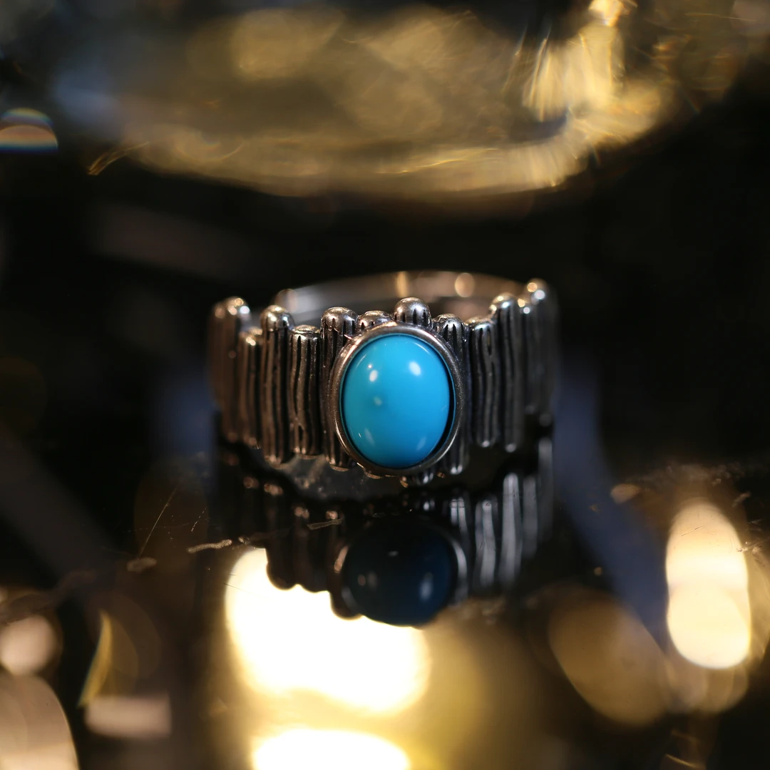 【曼丽专属】安曼博 S925银绿松美松戒指 (约7*9mm)  XZ0156BZ