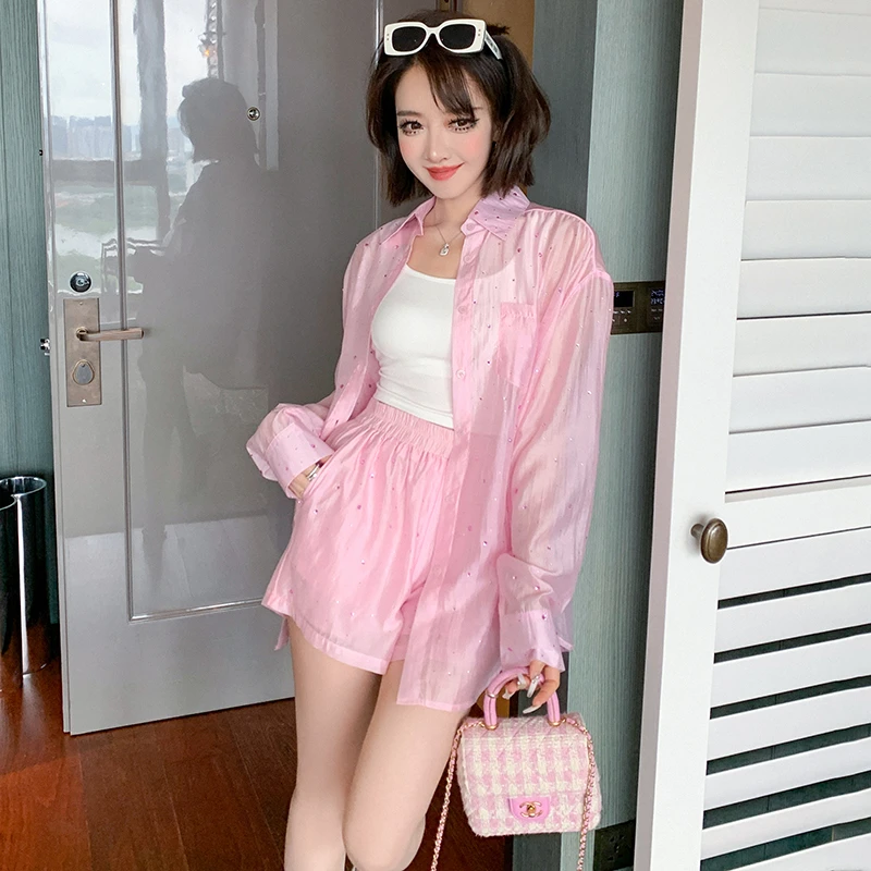 MIUCO夏日防晒天花板烫钻衬衣