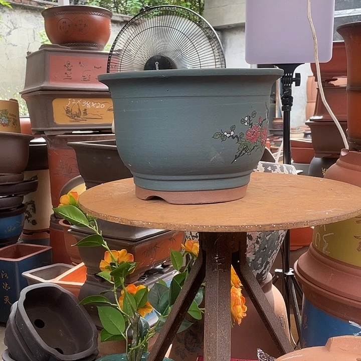 绿色鸟语花香大号花盆紫砂花盆紫砂