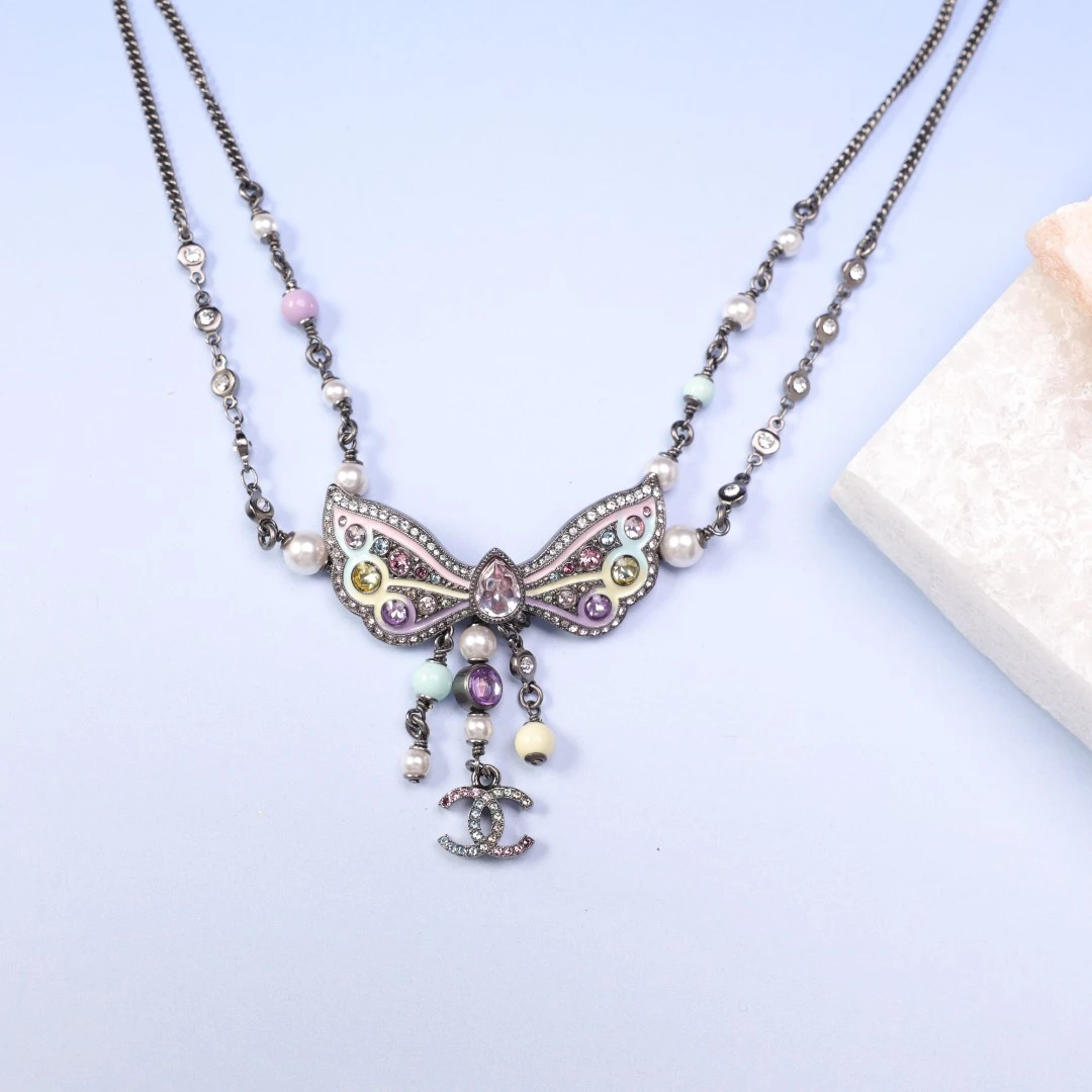 95新 Chanel/香奈儿 柚礼中古/香奈儿蝴蝶项链NM601018