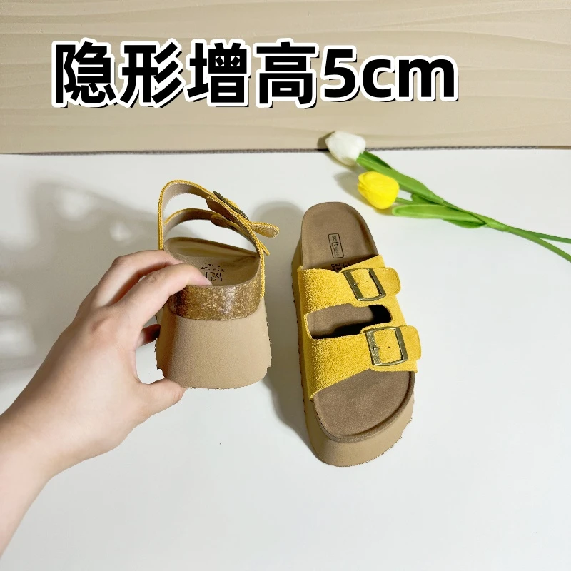 勃肯拖厚底罗马风复古一字拖外穿ins风通勤风小个子休闲拖鞋沙滩