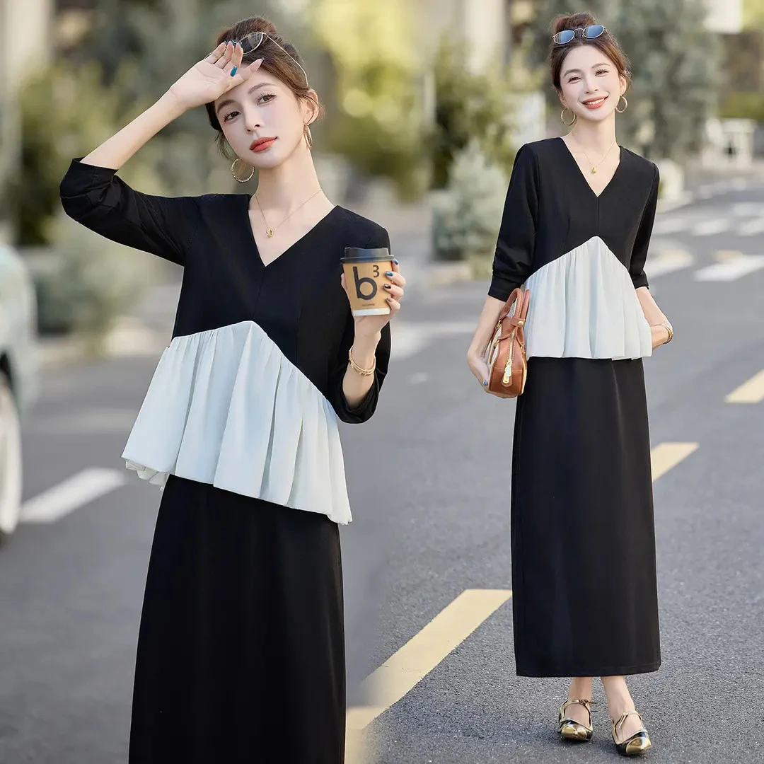 法式小香风套装女2025秋季新款时尚气质高级感拼接半身裙两件套
