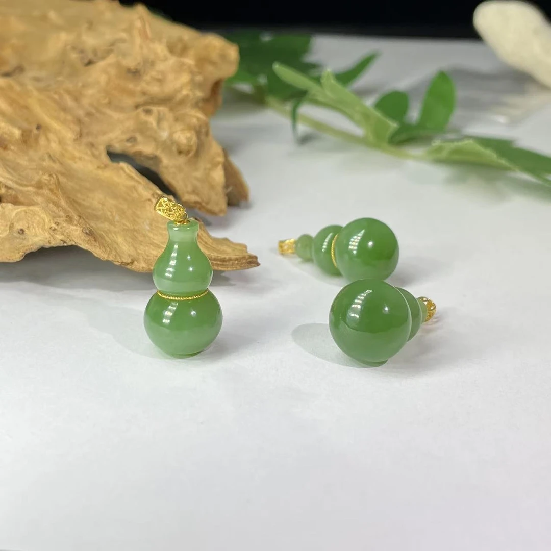 18K金碧玉猫眼立体葫芦吊坠天然和田玉老坑福禄精挂坠多样性发一