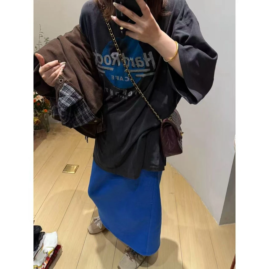 TOMATO-出街日记 磨毛做旧复古宽松街头感男女情侣款T恤#25255