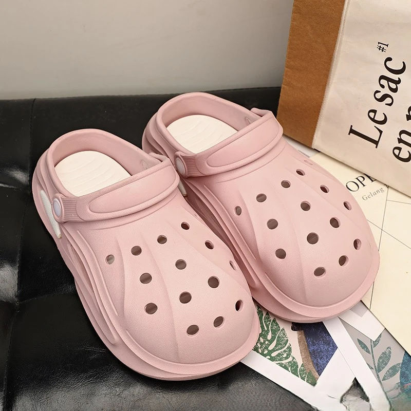 椰子夏季包头透气洞洞鞋防滑凉鞋软底外穿女士厚底拖鞋女鞋外穿