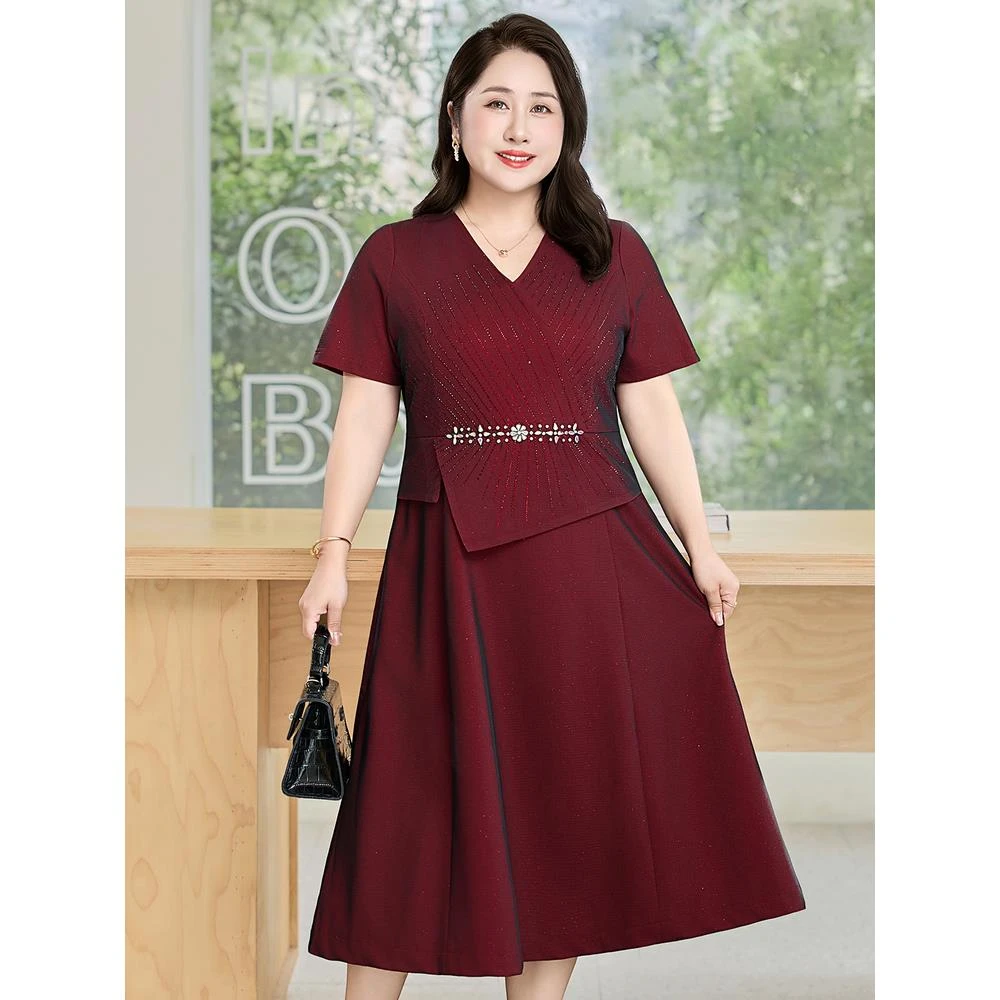 喜婆婆婚宴装2025新款喜妈妈端庄大气礼服结婚大码胖妈妈连衣裙秋