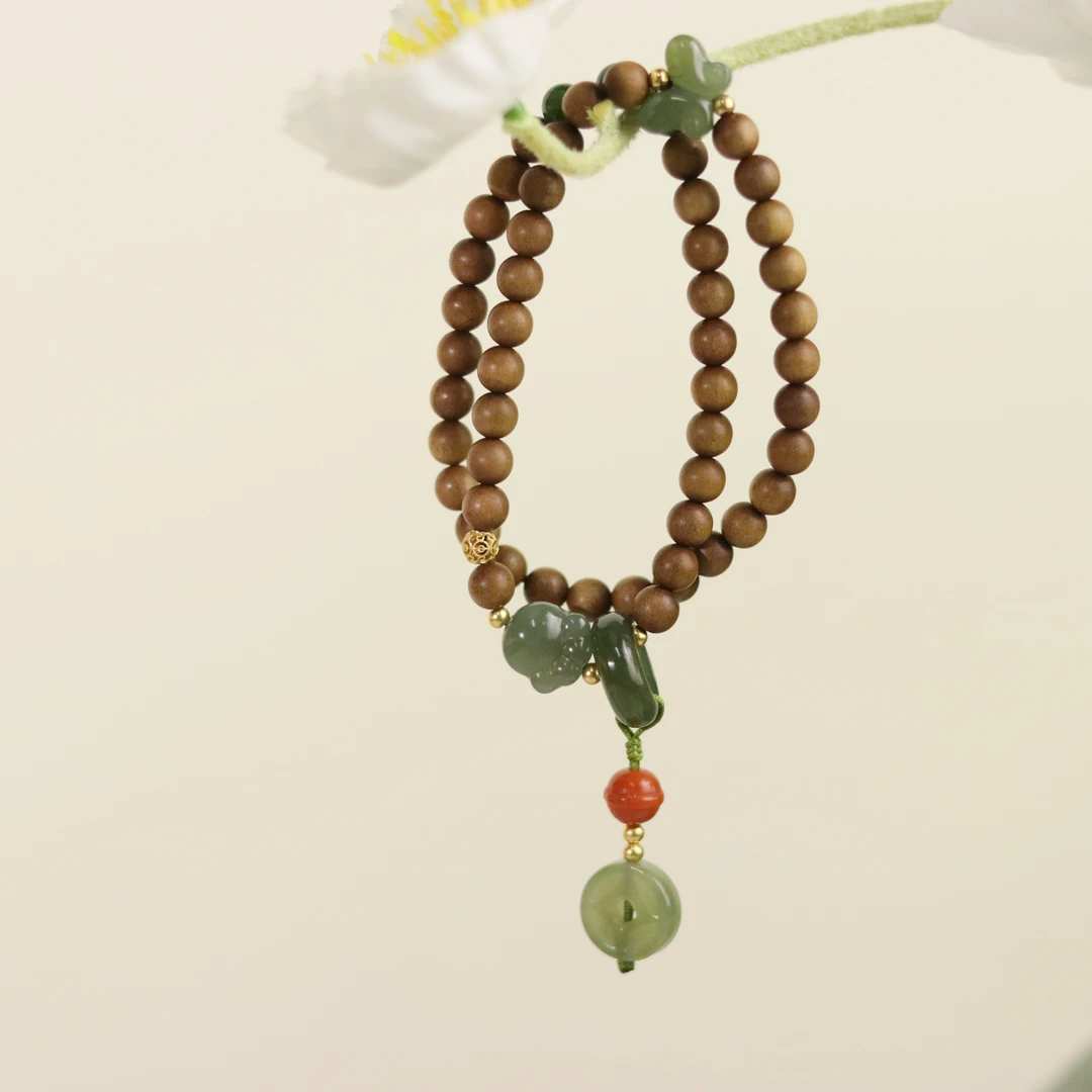 ZC10A18712[原创]老山檀和田玉手串（多样性发货)