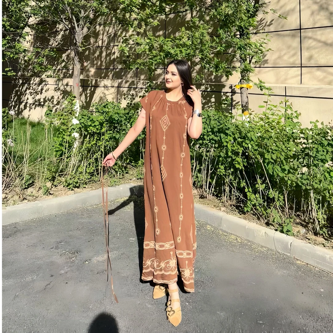 32528【古扎力】民族风新款时尚气质宽松版休闲日常女装连衣裙