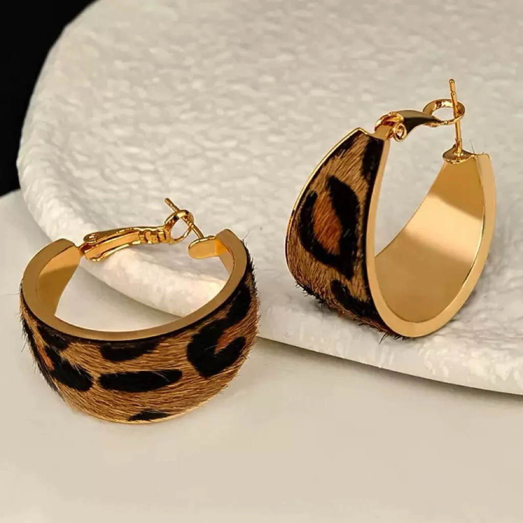 铜合金耳饰 T.Q【豹纹耳圈】小众高级感豹纹耳圈