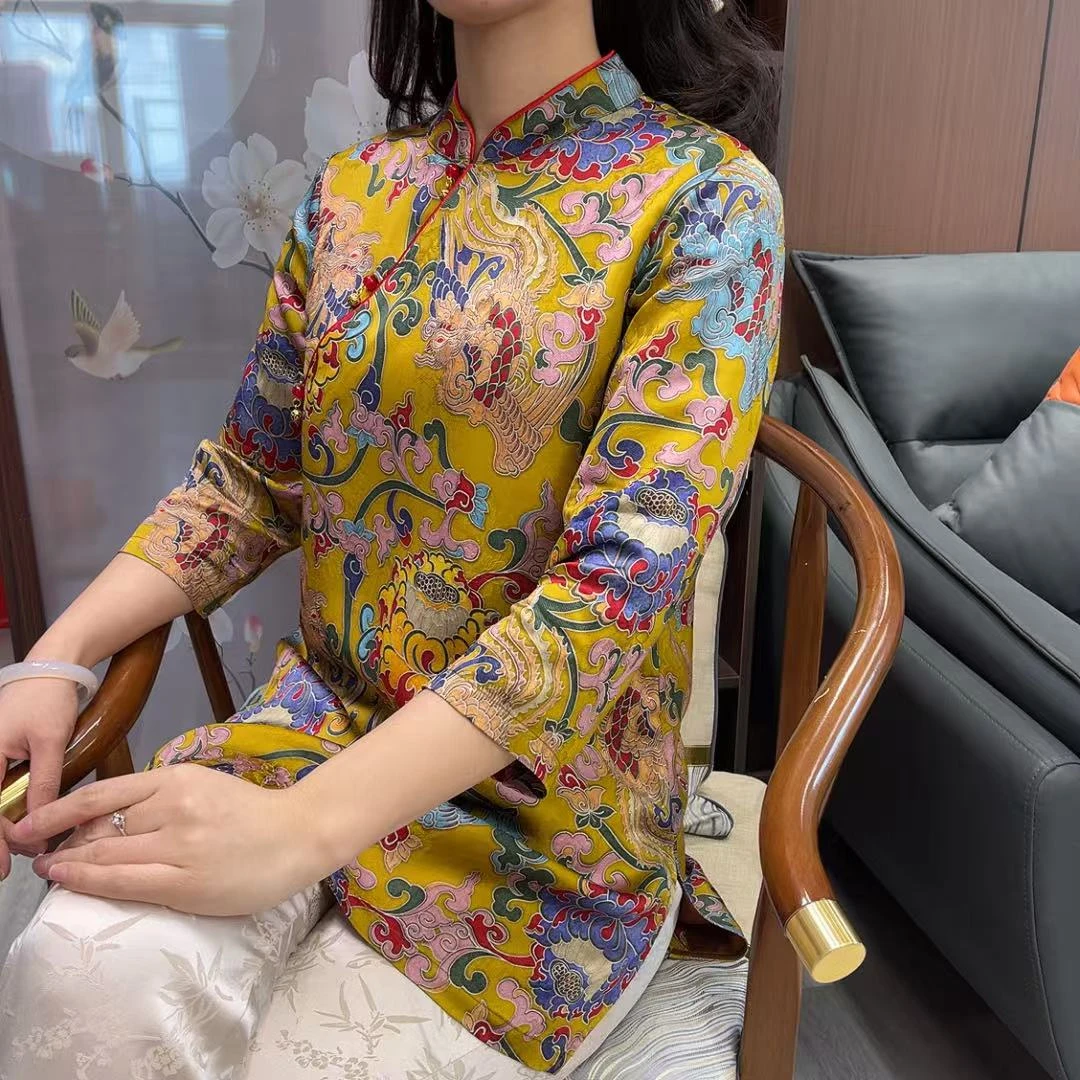 宝莲复古中式立领上衣