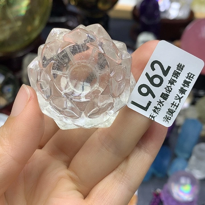 未镶嵌珠宝半成品水晶银发晶水晶莲花底座