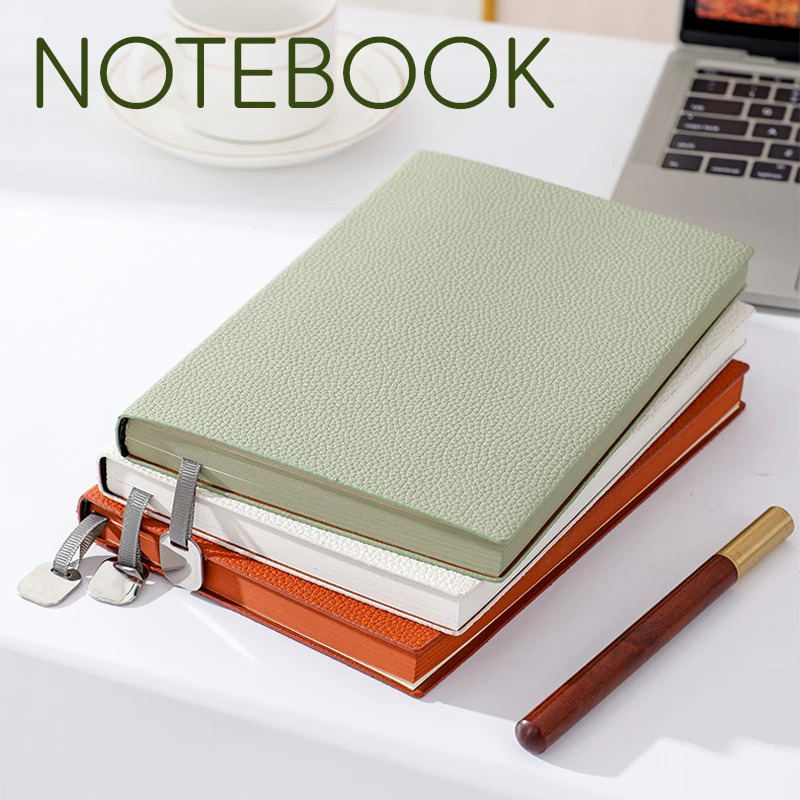 A5荔枝纹软皮加厚笔记本简约商务办公会议记事专用本适合工作学习