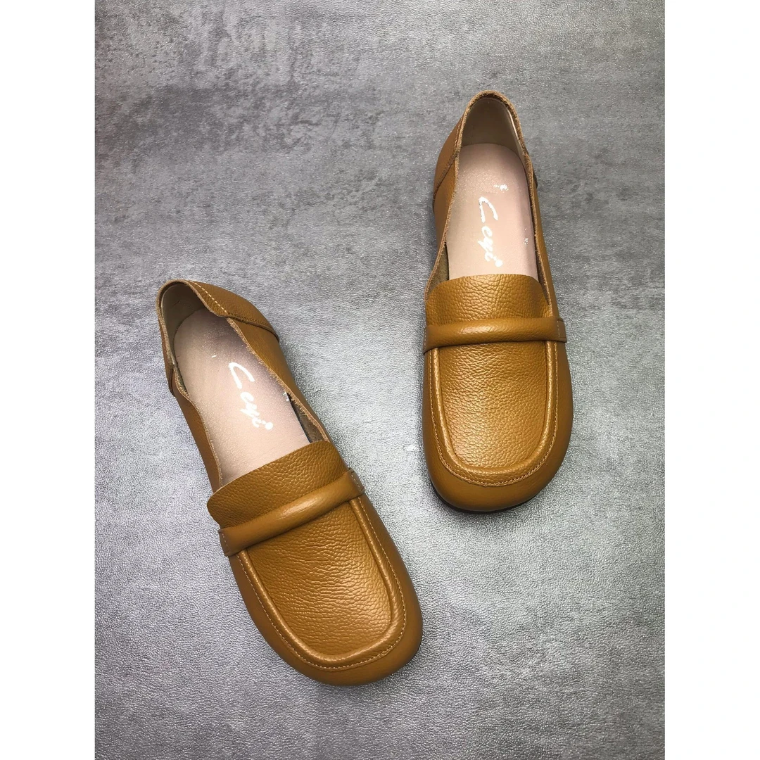 品牌撤柜清仓处理款真皮女单鞋软底软皮舒适时尚牛皮平底女鞋