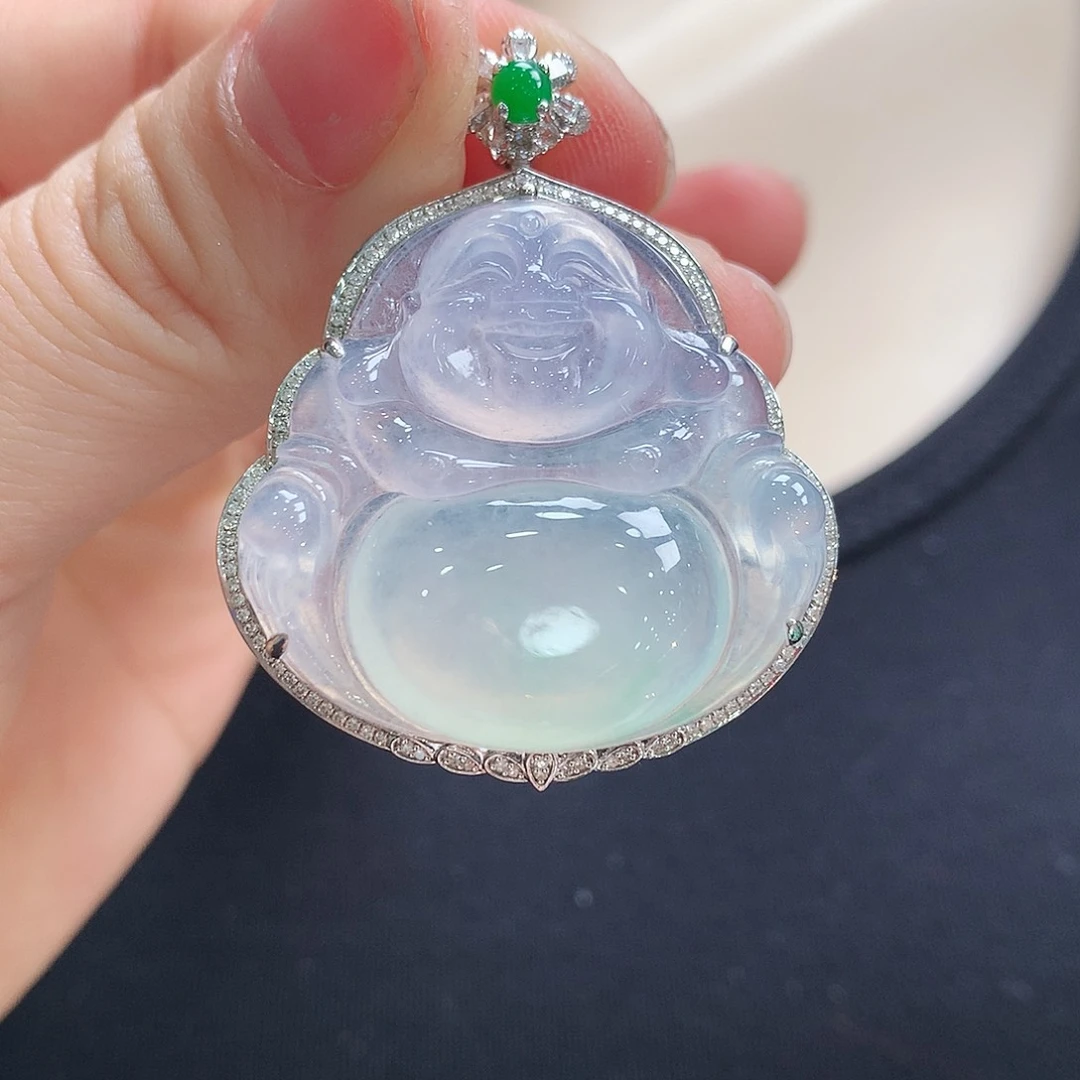 翡翠颈饰18K金镶嵌佛公