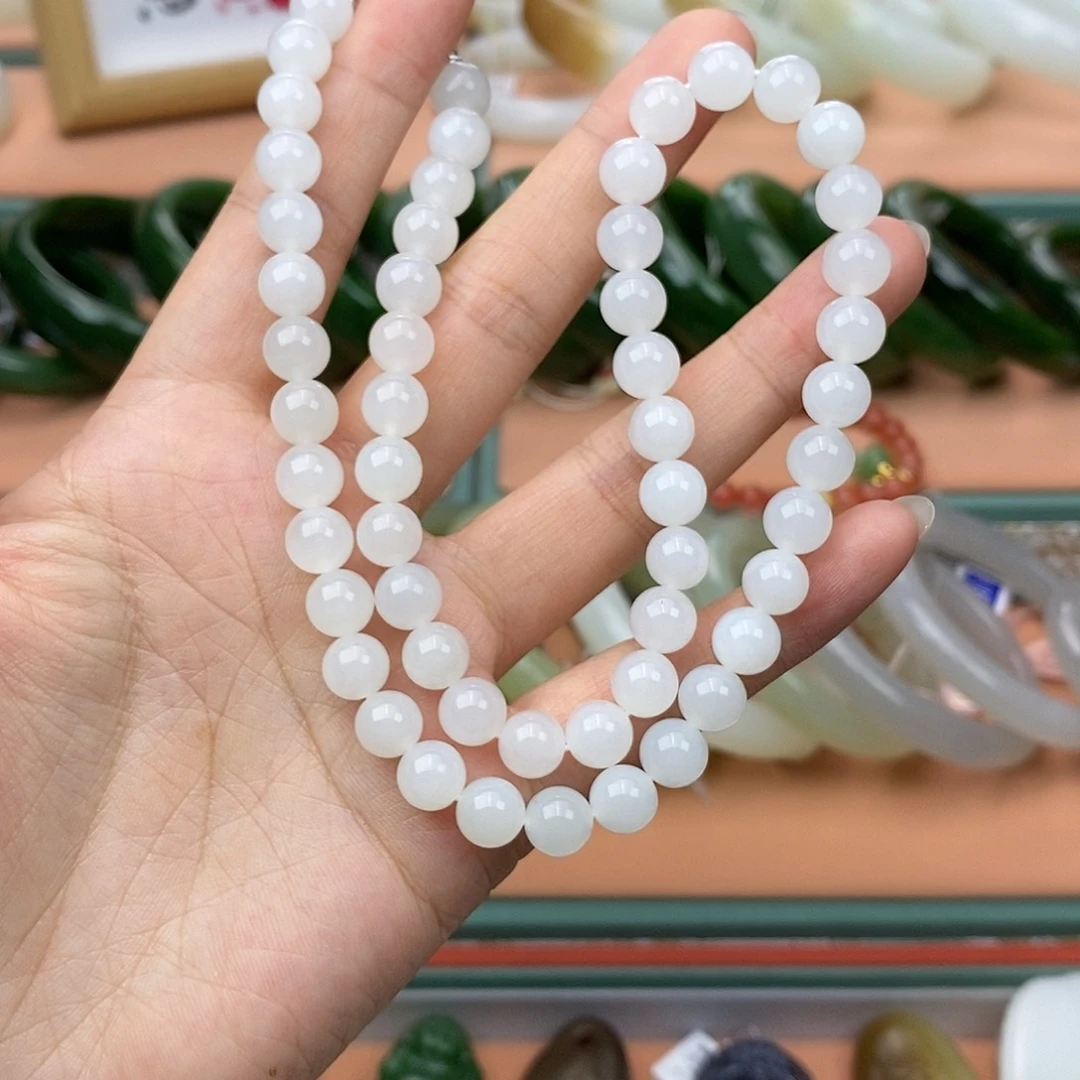 和田玉（白玉）未镶嵌颈饰冰白项链