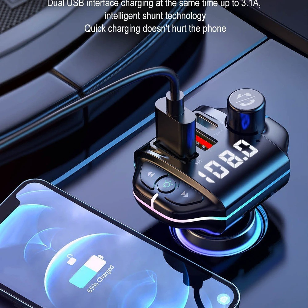 A8-A18车载蓝牙播放器3.1A点烟器PD车充双车载充电器FM发射器