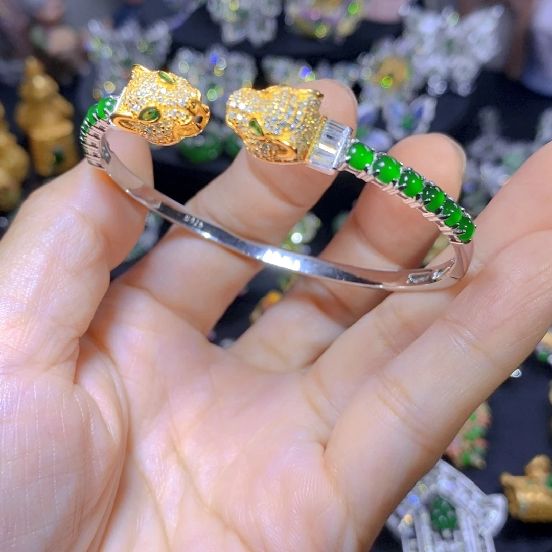 翡翠银S925镶嵌吊坠(不含链)天然翡翠