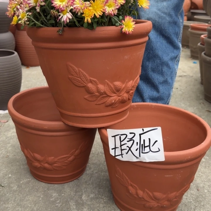 花盆紫砂口30高25宜兴紫砂瑕疵花泥底部火裂