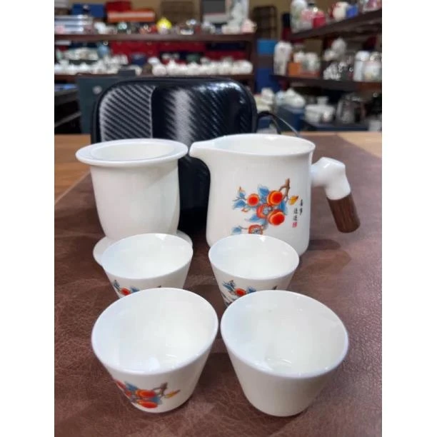 375喜事连连手把壶一壶四杯旅行茶具