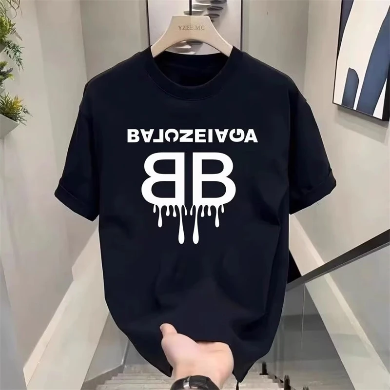 海外订单尾货~剪标撤回外贸美式复古字母印花纯棉短袖T恤男女情侣