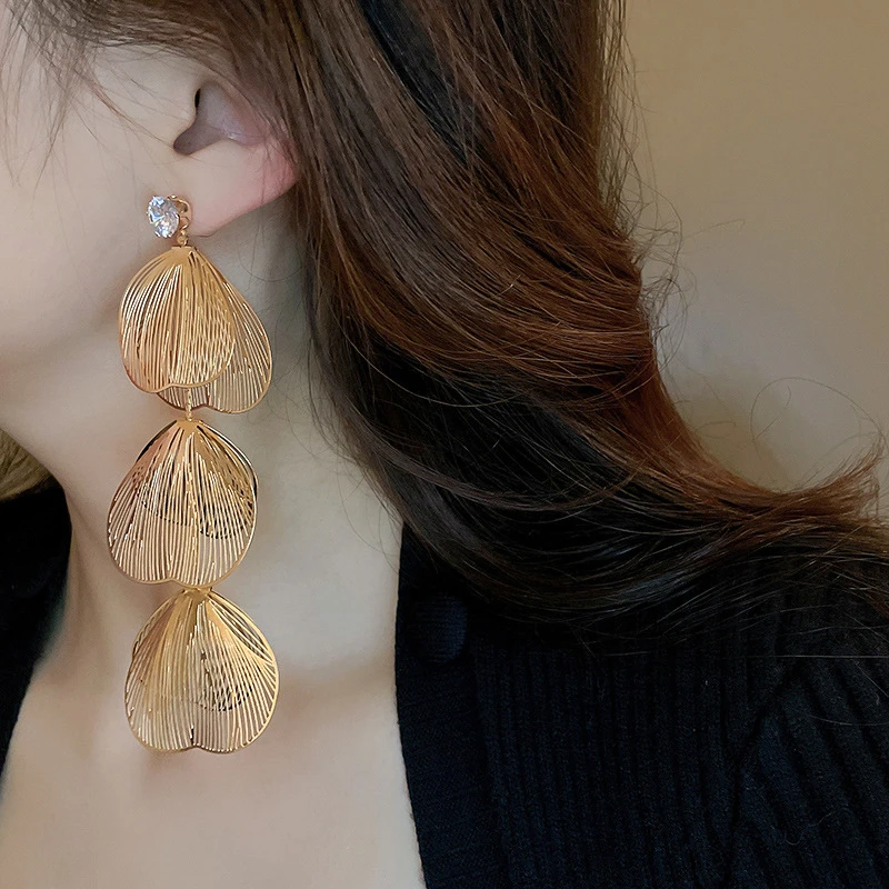 铜合金耳饰 【006】镂空花朵流苏耳环超仙气质百搭耳钉欧美大气耳饰