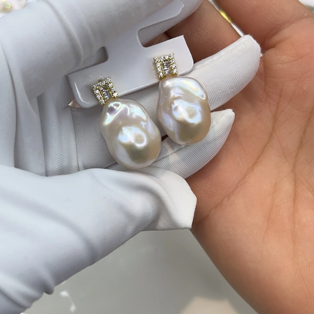 淡水珍珠耳饰合金