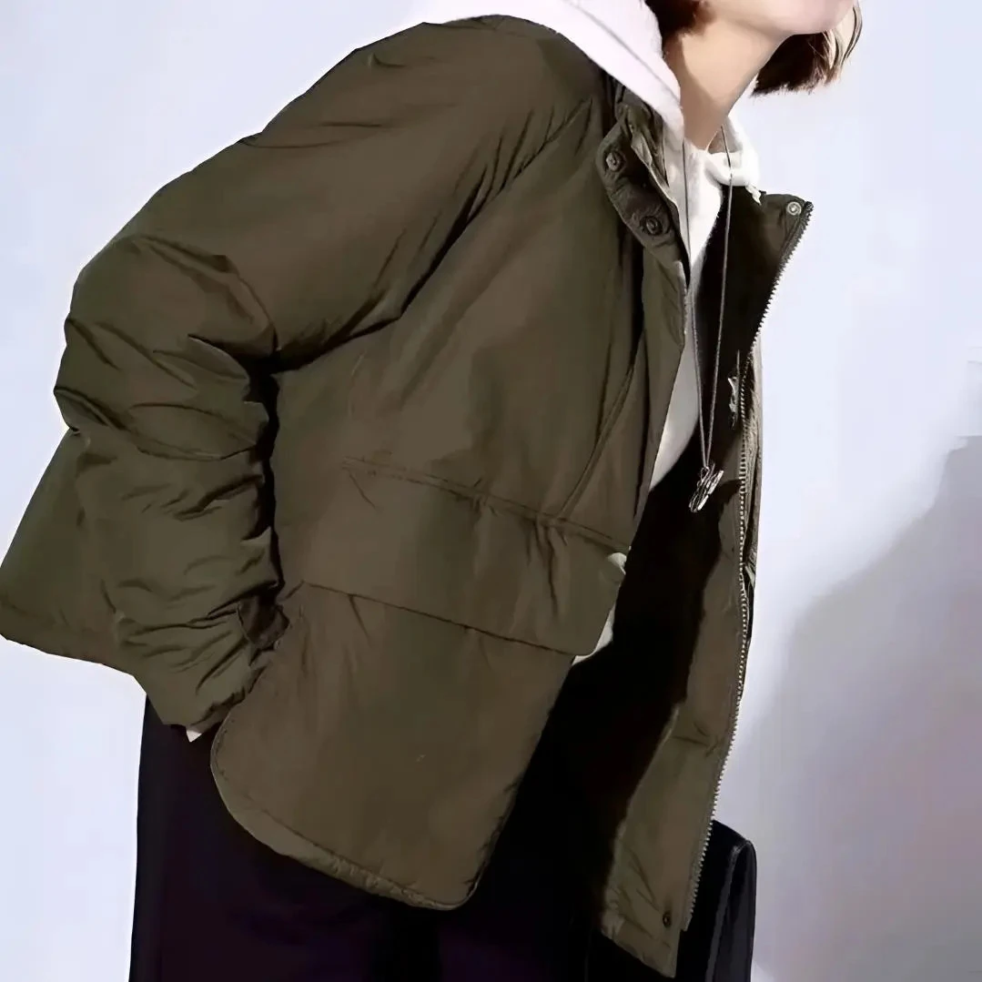 阿玛施AMASS热卖款纯色宽松新雪丽机车口袋慵懒风新雪丽飞行棉服