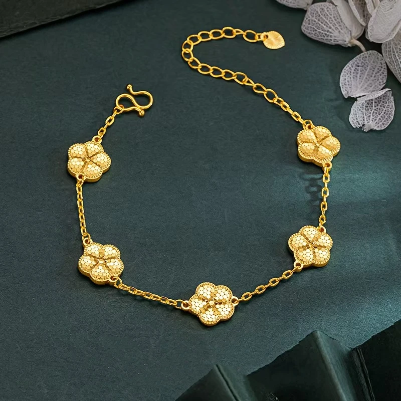 金牵左手 铜合金手链 龙鳞纹五花手链 时尚百搭简约 女款手链