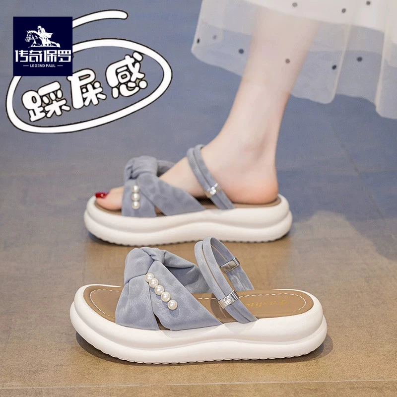 传奇保罗仙女风两穿凉鞋女款夏季2025新款外穿一字拖罗马沙滩凉鞋