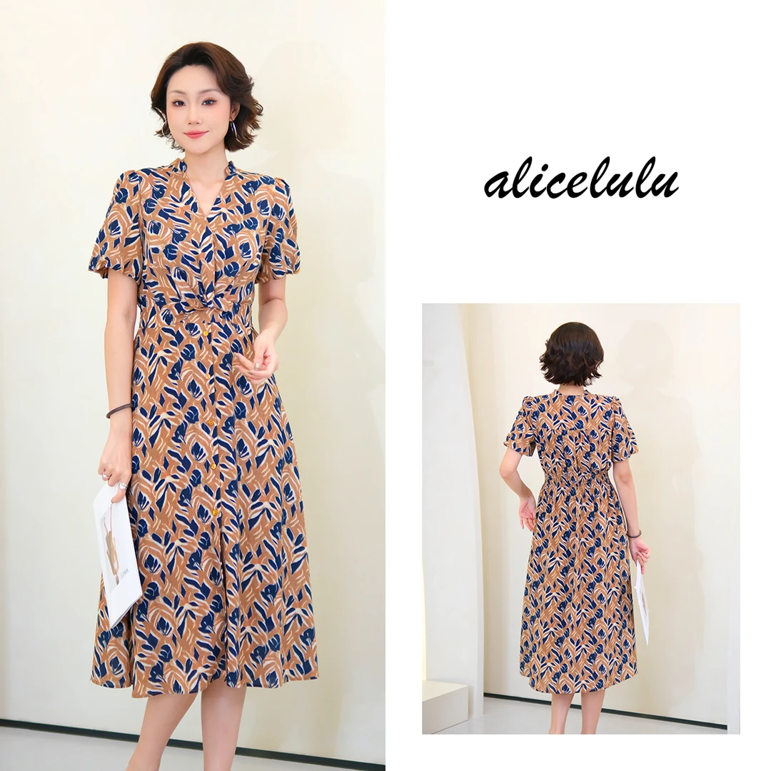 [alicelulu] 气质名媛V领显瘦连衣裙通勤时尚S2142758L