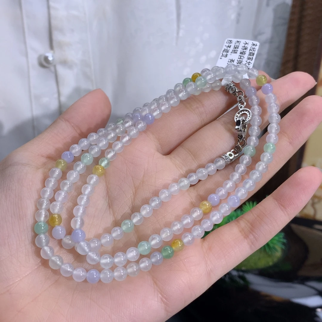 翡翠未镶嵌手串卡4.5冰胶马卡龙手串
