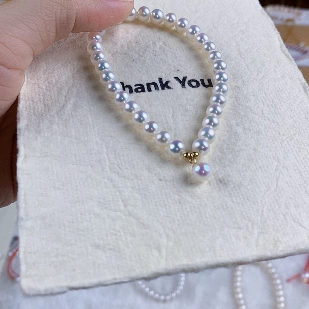 手绳18K金镶嵌淡水珍珠