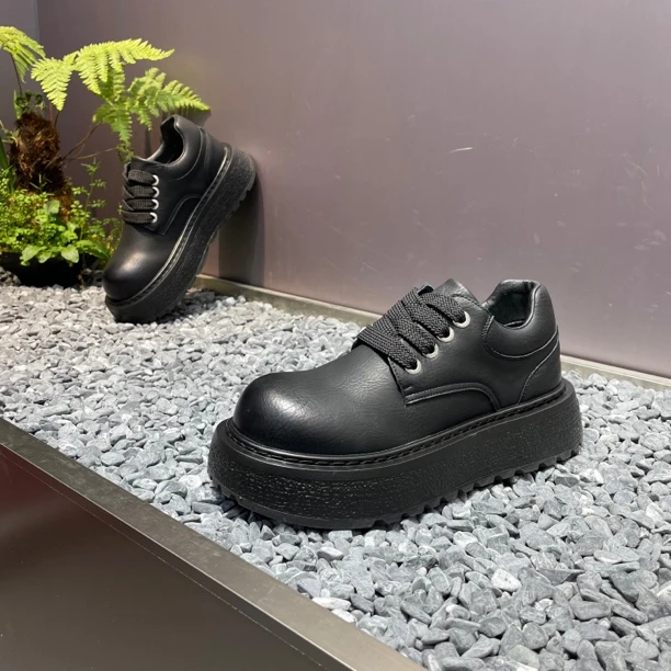 英伦复古加绒保暖一脚蹬油蜡皮懒人鞋秋冬马丁靴低帮鞋软底工装鞋