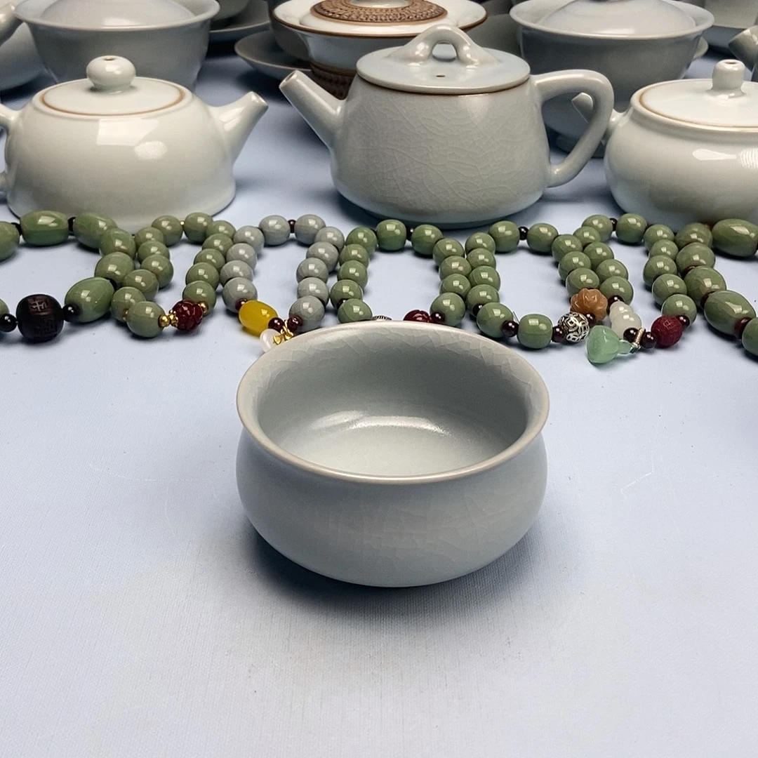 杯仿古月白卧佛杯原矿原釉原产地