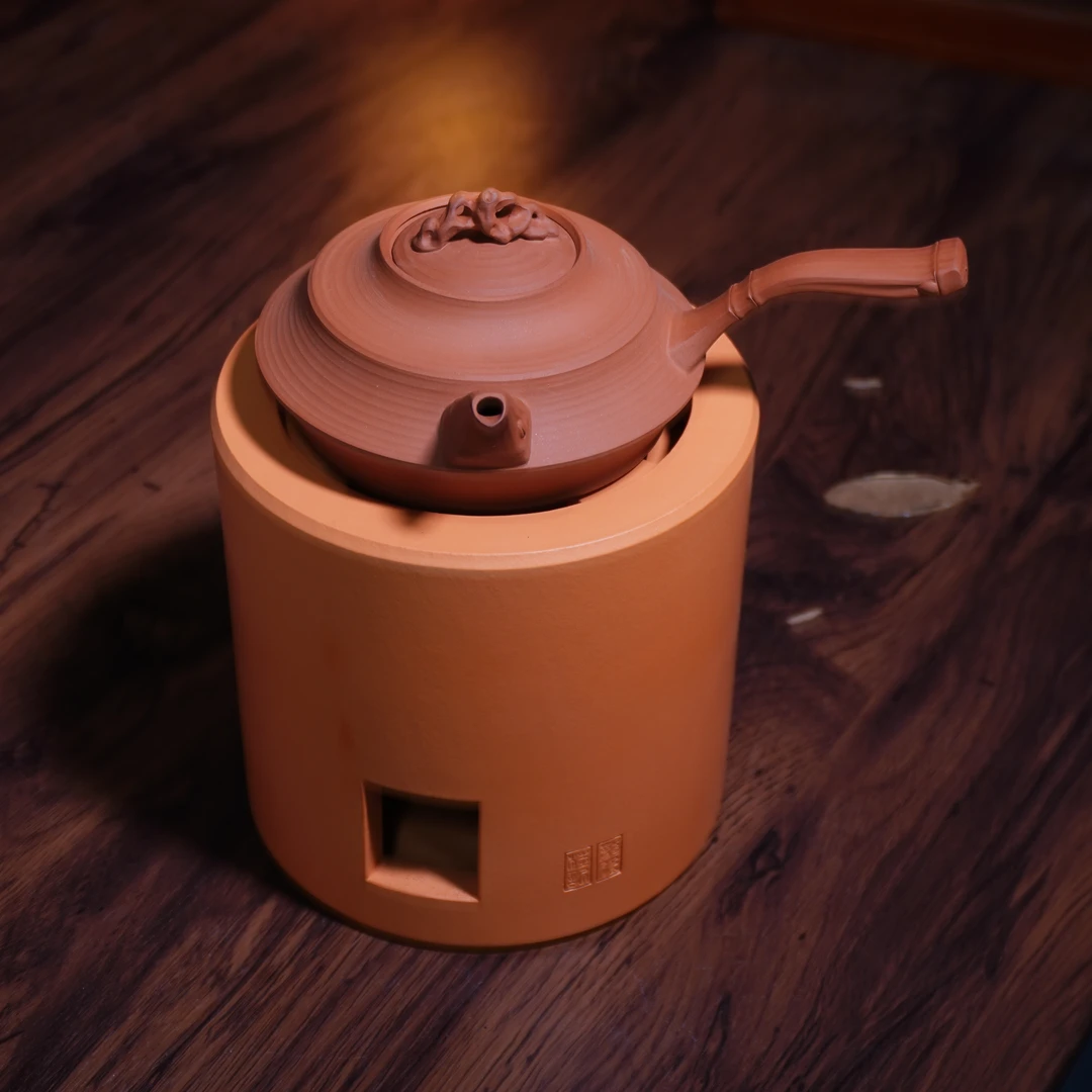 林于凯-曲泉侧把全手工潮州手拉煮水壶泡茶壶户外烧水壶煮茶壶