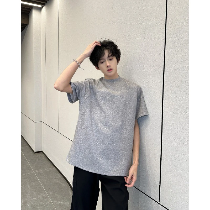 男士重磅夏季冰爽棉抗皱boxy版型硬挺短袖