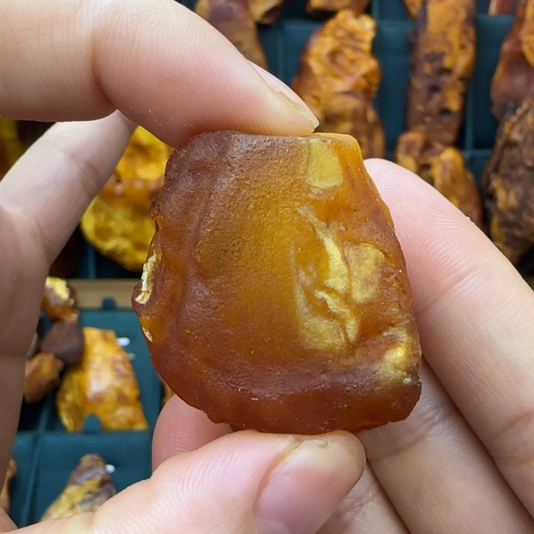 琥珀未镶嵌颈饰金白