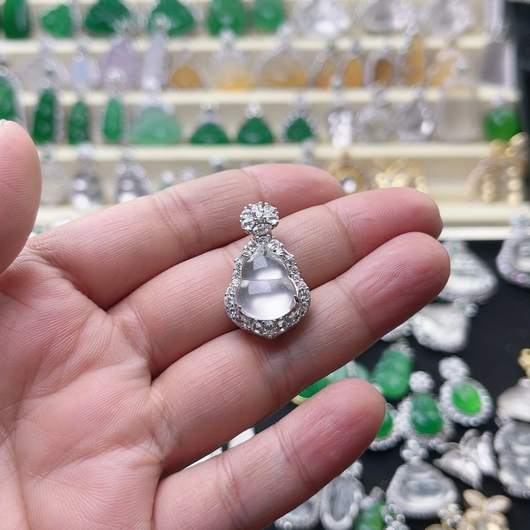 颈饰银S925镶嵌石英质玉忆*葫芦